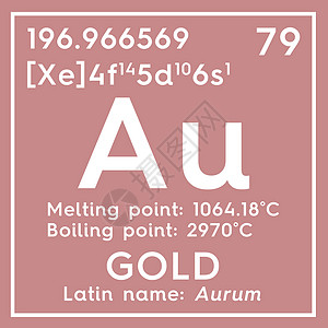 Gold Aurum 过渡金属 门捷列夫的化学元素原子化学品质量符号科学渲染插图3d盒子正方形图片