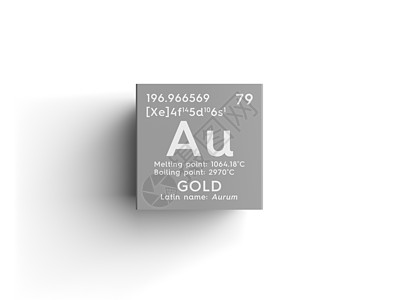 Gold Aurum 过渡金属 门捷列夫的化学元素正方形化学品科学插图质量符号盒子原子渲染科学家图片