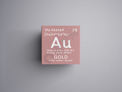 Gold Aurum 过渡金属 门捷列夫的化学元素质量化学品电子符号插图科学家3d科学立方体盒子图片