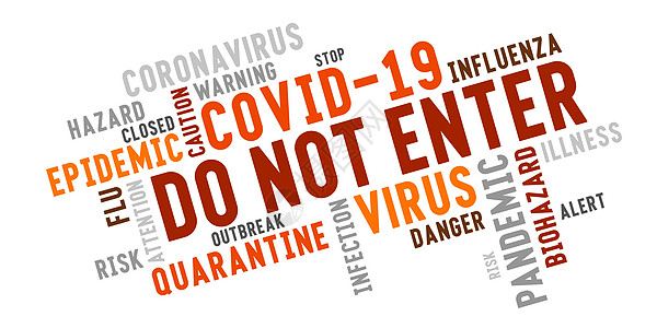 标记为请勿输入的冠状病毒关键字云排版疾病刻字保健危险标签药品危害风险预防微生物图片