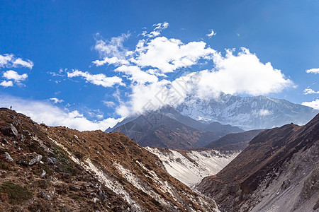 Ama Dablam山 尼泊尔珠穆朗玛峰基地海女昆布旅行首脑登山者冒险假期天空指导旗帜图片