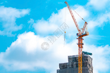 有起重机和建筑的建筑工地 房地产业工作机器公寓安全蓝色水泥商业天空技术建筑学图片