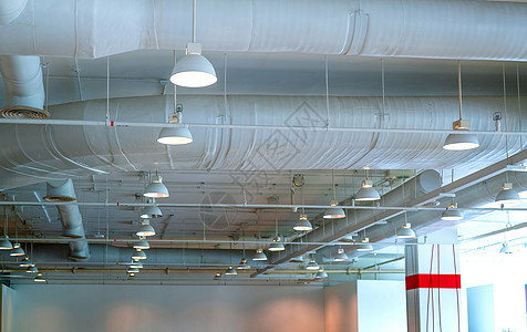 风管空调管配线管及消防喷淋安全天花板管子冷却管道流动发泄建筑学服务建筑背景图片