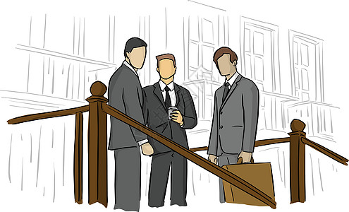 三个商务人士站在户外矢量图机智图片