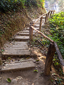 山上走道的老石阶梯楼梯风景旅行木头森林绿色脚步建筑学公园植物图片