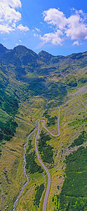 夏季山路的空中观察特兰西瓦尼亚高清图片素材