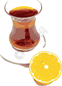 茶加柠檬植物杯子桌子食物橙子草本植物叶子药品树叶芳香图片