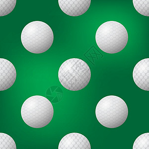 逼真的高尔夫球图标无缝模式在模糊的绿色背景图片
