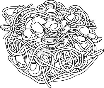 带蛤蜊矢量插图素描涂鸦手 dra 的意大利面图片