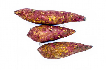 在白土豆或沙克拉干 伊波莫埃巴塔或甘薯上隔离的根蔬菜工作室小吃食物筹码团体橙子土豆煮沸番薯甜点图片