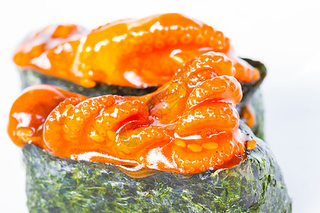 Kimchi 的鱿鱼寿司美食章鱼饮食寿司海藻咖啡店海鲜食物酒吧盘子图片