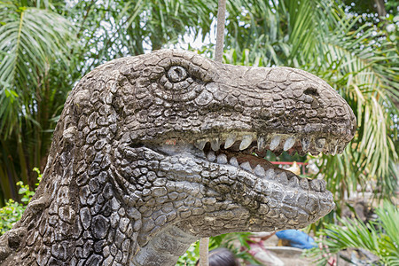 泰国公共公园恐龙雕塑的头头图片