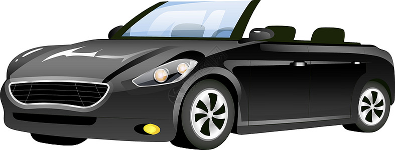 黑色敞篷车卡通矢量图 时尚的新车平面颜色对象 在白色背景隔绝的典雅的个人车 没有 roo 的时尚汽车图片