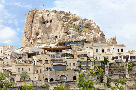 卡帕多西亚 土耳其中部城堡火山城市石头蓝色旅行房子旗帜场景编队图片