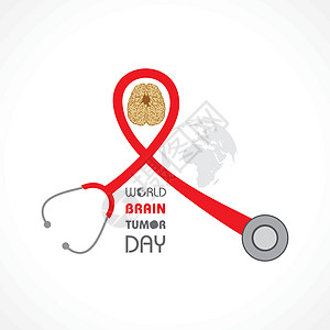 世界脑瘤日6 月 8 日 适用于贺卡海报和横幅小脑生物学身体头脑丝带收藏大脑中风药品风暴图片