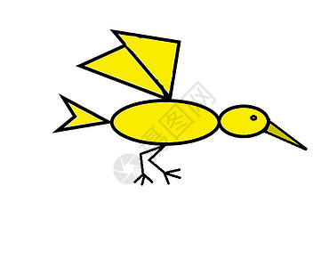 鸟生物数字艺术插图动物黄色背景图片