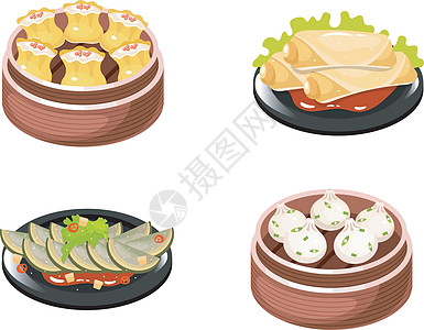 中国菜颜色图标 se饺子蔬菜美食点心香料食物标识烹饪项目绘画图片