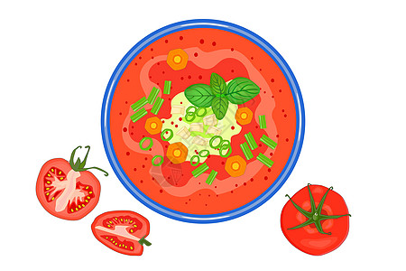 孤立在白色背景上的番茄汤图片