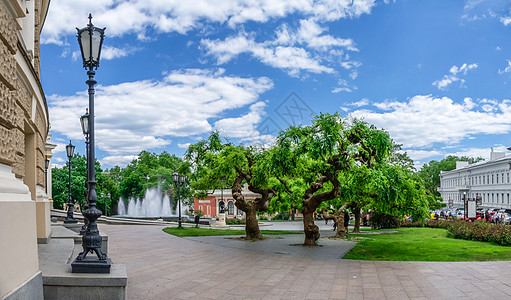 乌克兰敖德萨剧院广场全景秀场正方形纪念碑地标艺术印象建筑历史喷泉图片