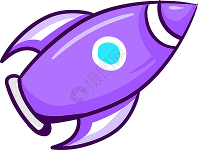 白色背景上的紫色太空火箭插画矢量图片