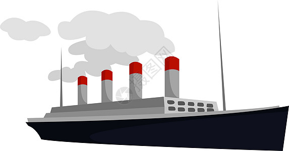 大船在白色背景上的衬垫假期航程乘客旅游巡航血管运输海洋卡通片图片