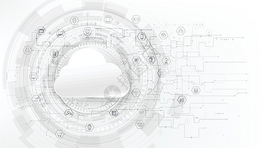 带有白色抽象背面的未来云和技术灰色图片