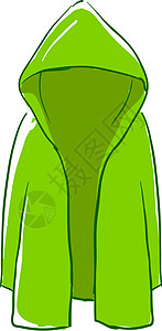 白色背景上的绿色雨衣插画矢量图片