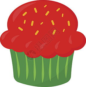 白色背景上的红色装饰插图糕点杯子蜡烛蛋糕甜点奶油面包小吃图片