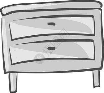 白色背景上的灰色床头柜插图矢量图片
