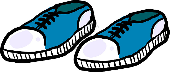 白色背景上的蓝色运动鞋插画矢量运动员插图橡皮健身房绘画训练运动培训师衣服活动图片
