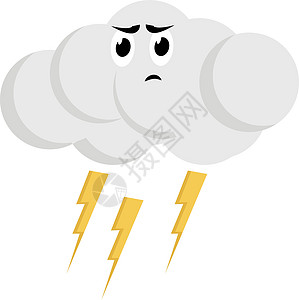 白色背景上的雷云插图矢量气候霹雳晴天天空风暴雷雨天气罢工射线危险图片