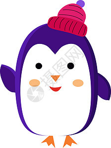 企鹅与白色背景上的动物插图卡通片季节帽子乐趣新年庆典背景图片