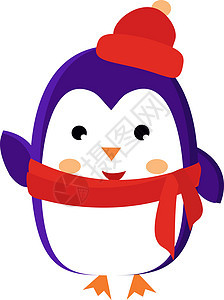 企鹅与白色背景上的插图季节新年乐趣庆典帽子动物卡通片背景图片