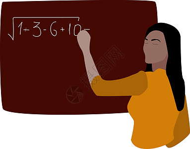 白色背景上的数学老师插画矢量图片