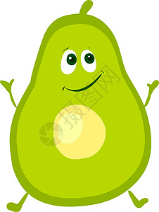 白色背景上的鳄梨蔬菜食物乐趣热带营养微笑饮食水果卡通片绿色图片