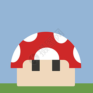 白色背景上的蘑菇绿色红色棕色艺术品伞菌艺术植物卡通片阴影圆形图片