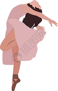 白色背景上跳舞的女孩芭蕾插画矢量女性乐趣孩子学校童年芭蕾舞体操演员裙子插图图片