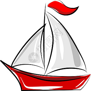白色背景上的红船插画矢量插图运输发动机汽艇乐趣运动红色漂流钓鱼活动图片