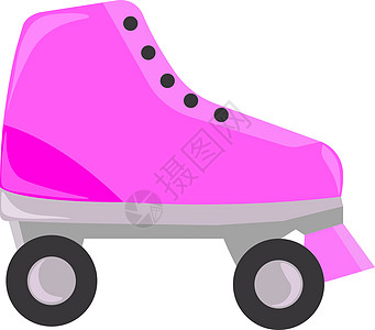 白色背景上的粉色旱冰鞋插画矢量速度滑冰乐趣绘画闲暇艺术活动车轮行动插图图片
