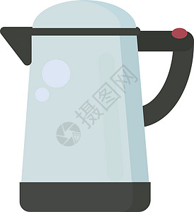 白色背景上的电水壶厨房咖啡饮料蒸汽插图茶壶器具家庭图片