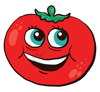 红番茄快乐 插图 白背景矢量图片