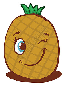 菠萝卡通菠萝旋转 插图 白色背景的矢量背景