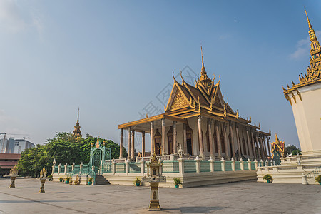亚洲柬埔寨金边皇家宫外皇宫外市 亚洲寺庙皇家首都城市高棉语吸引力建筑旅行宗教游客图片
