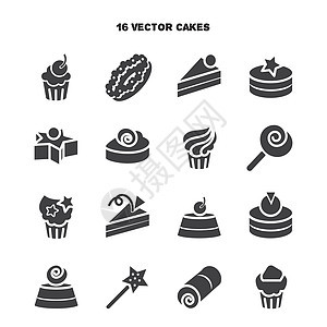 面包店和蛋糕图标的集合 糖果糖se庆典食物小吃馅饼糖果派对餐厅巧克力奶油生日图片