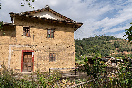 世界遗产所在地Tulou外的石屋村庄石头房子茶园世界建筑学住宅遗产地标游客图片