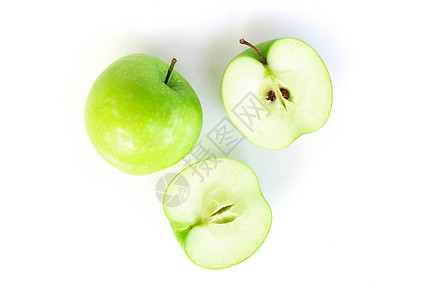 特写绿苹果 将切片隔离在白色背景上 fru艺术饮食营养食物剪裁水果小路绿色工作室场地图片