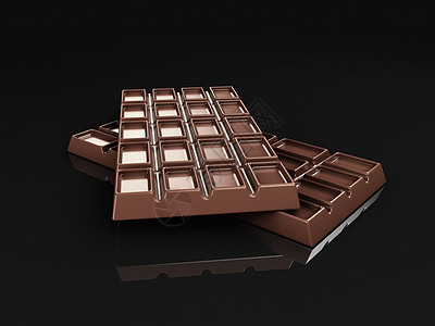 黑色背景 3d 渲染上孤立的黑巧克力棒图片