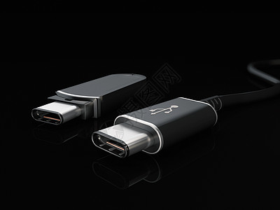 USB C 型或 USB 4 连接器电缆线艺术 3d 它制作图案硬件电子充电器连续剧收费电缆界面剪贴速度规格图片