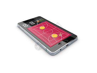 屏幕上有篮球球和球场的智能手机 体育主题和应用  3d 它制作图案运动累加器横幅导航电话锦标赛菜单庄家比赛界面图片