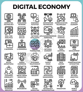 数字经济概念图标思维营销供应链开发广告用户经济学社区创新顾客图片